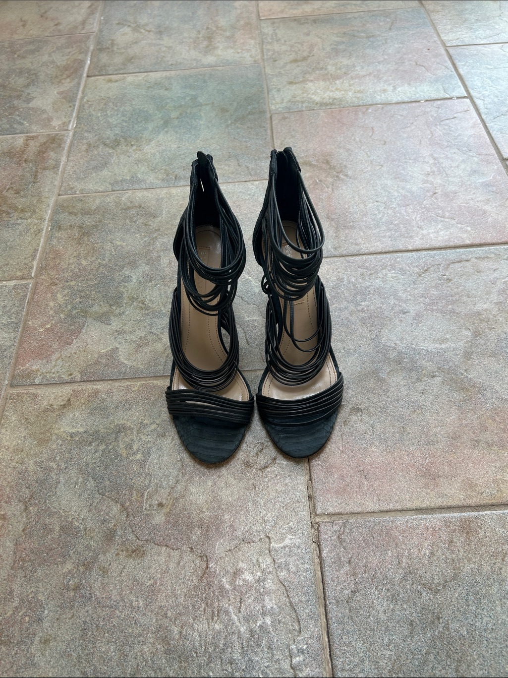 Bcbgmaxazria Black Multi-Strap Stiletto Sandals. Nwob. Never Worn